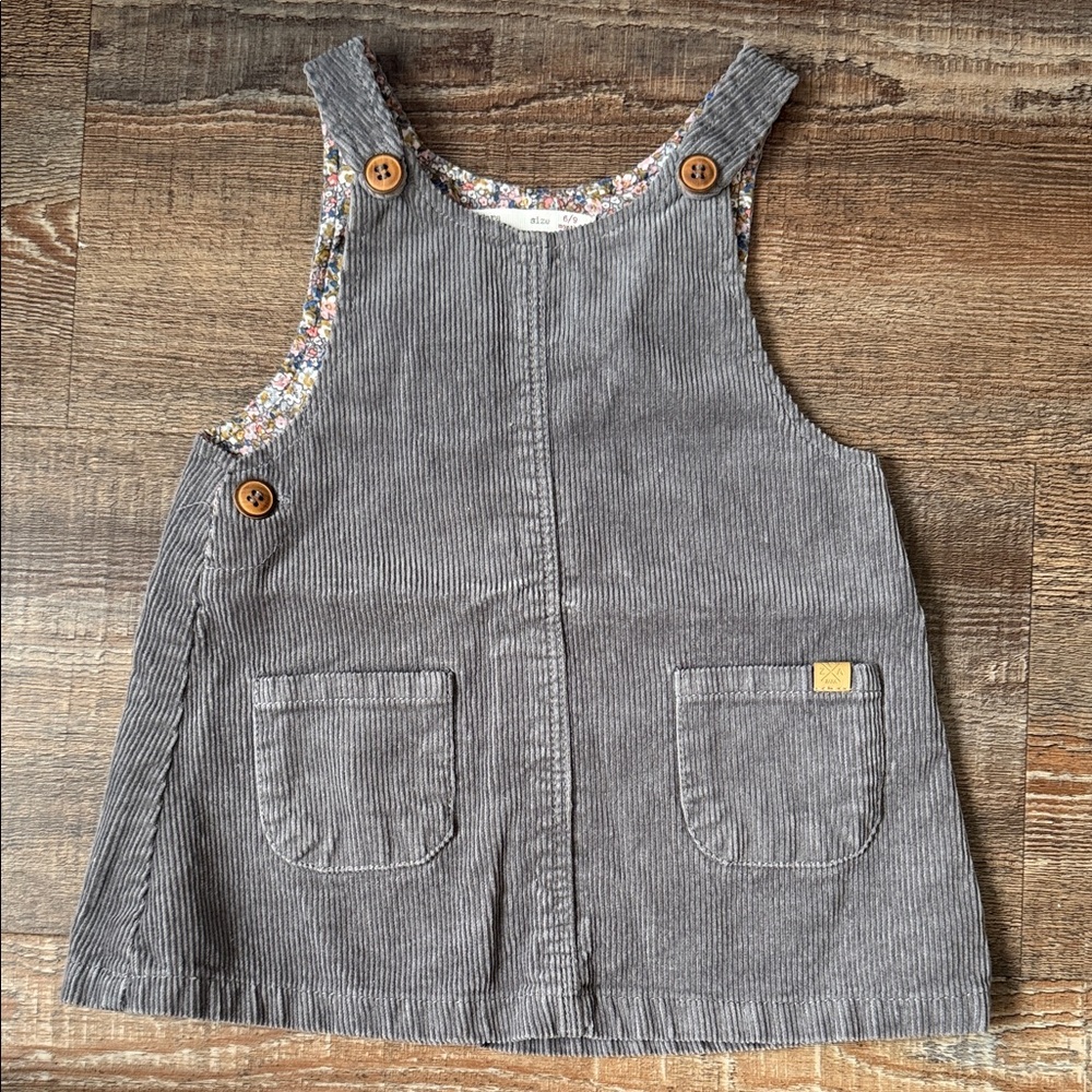 ZARA Gray Corduroy Pinafore Dress